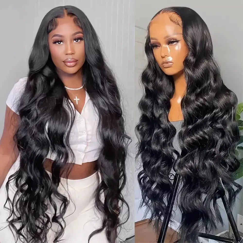 NICENOW Body Wave 13x4 Invisible Lace Frontal Human Hair Wig Virgin Brazillian Human Hair 180 Density