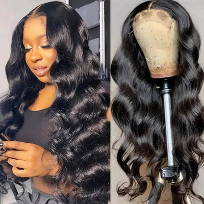 NICENOW Body Wave 13x4 Invisible Lace Frontal Human Hair Wig Virgin Brazillian Human Hair 180 Density